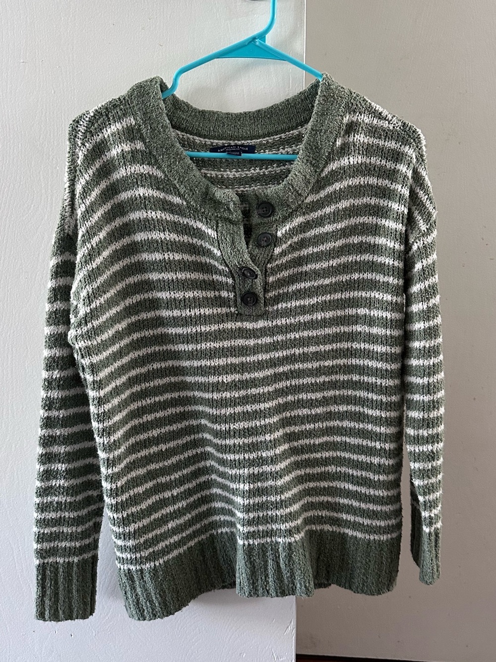 American Eagle Striped Henley Sweater